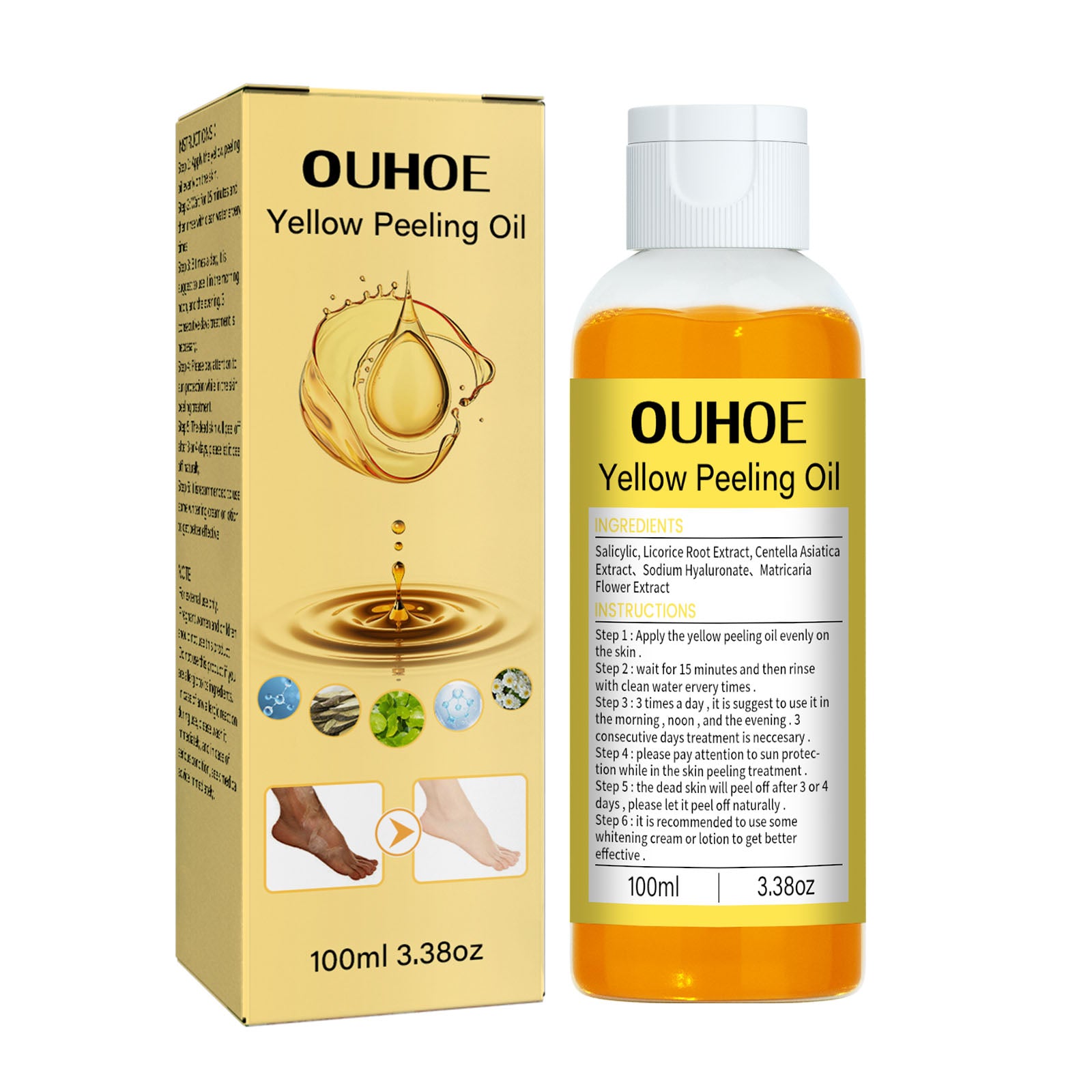 Huile Exfoliante Jaune Corps — Éclaircissante, Hydratante & Peau Lumineuse