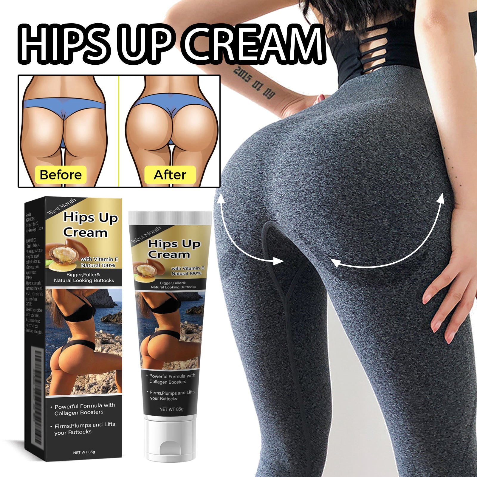 Crème Raffermissante Fessier — Tonifiante, Hydratante & Sculptante