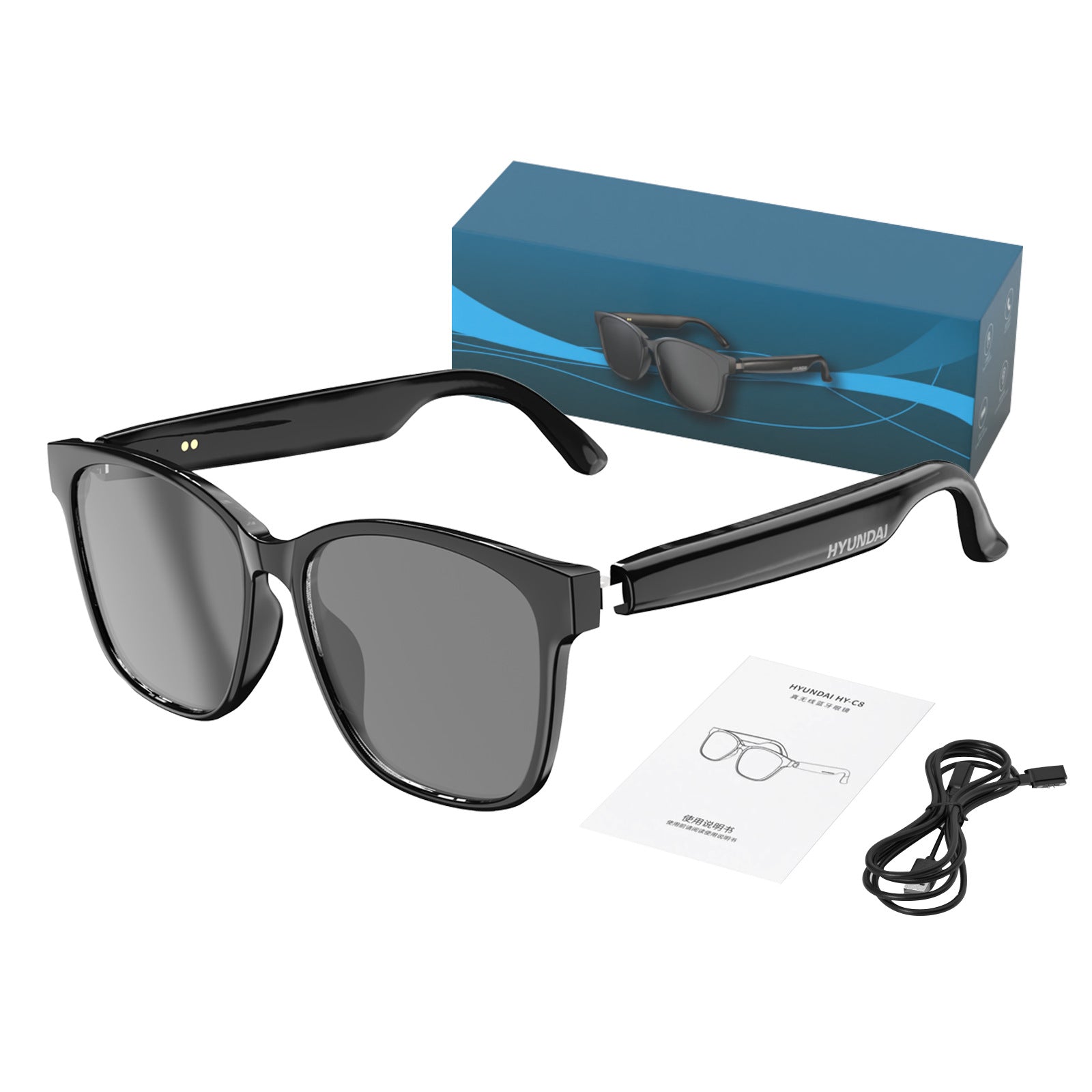 Lunettes Traducteur IA HY-C8 — 75 Langues Bluetooth Conférence
