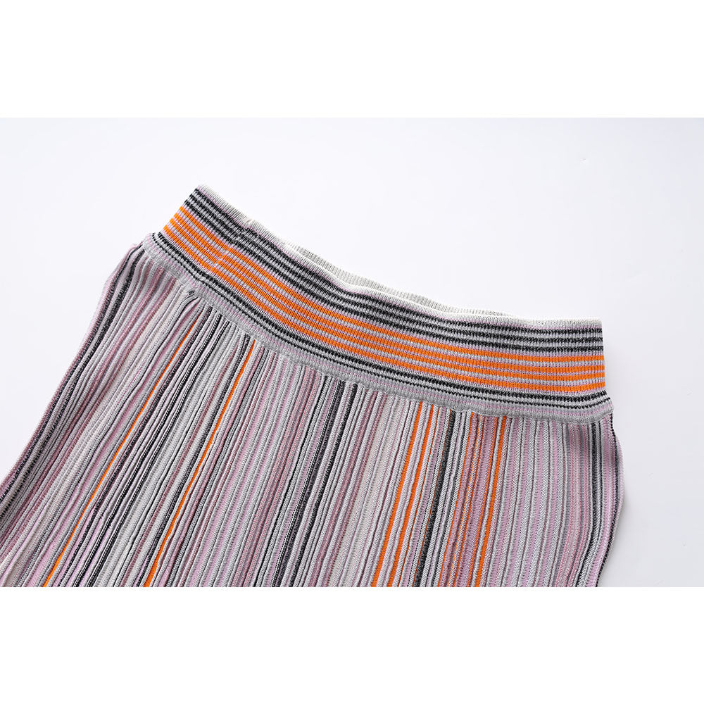 Ensemble Top Bouton & Jupe Élastique Manches Longues — Femme