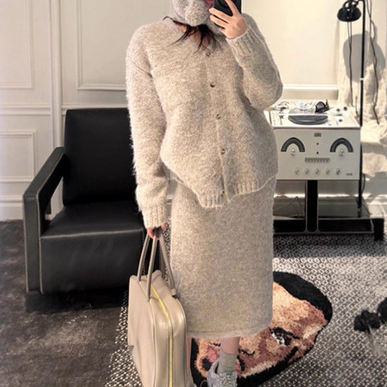 Ensemble Cardigan & Jupe Mi-Longue Coupe H Femme — Casual Chic