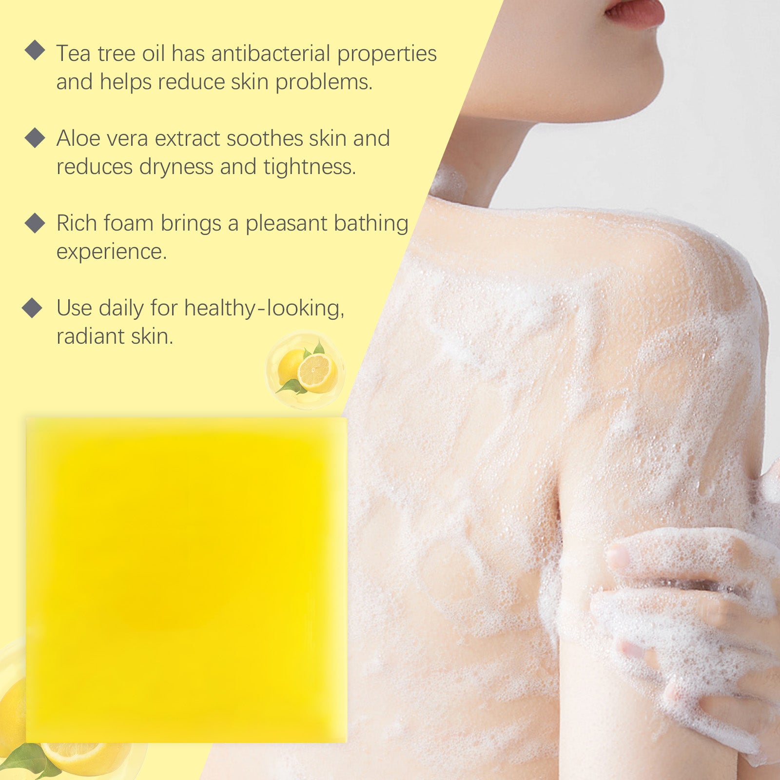 Savon Corps OceAura Citron & Vitamine C — Nettoyant Doux, Anti-Sébum & Éclaircissant