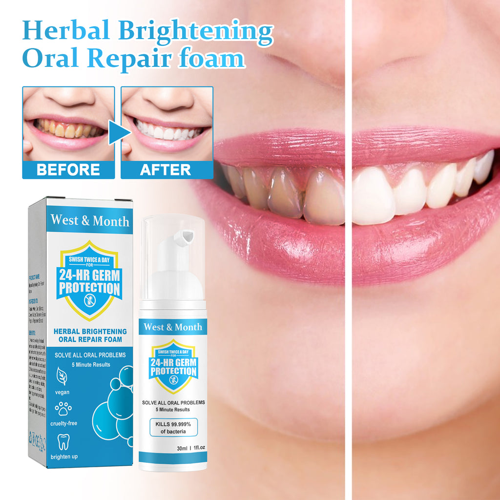 Mousse Buccale Herbal Blanchissante — Élimine Mauvaise Haleine & Taches Dents