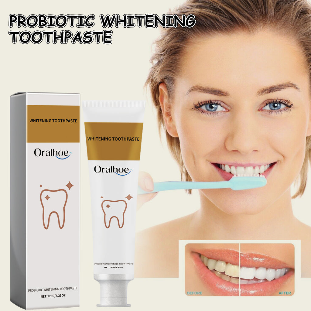 Dentifrice Probiotique Blanchissant — Anti-Taches, Soins Gencives & Haleine Fraîche