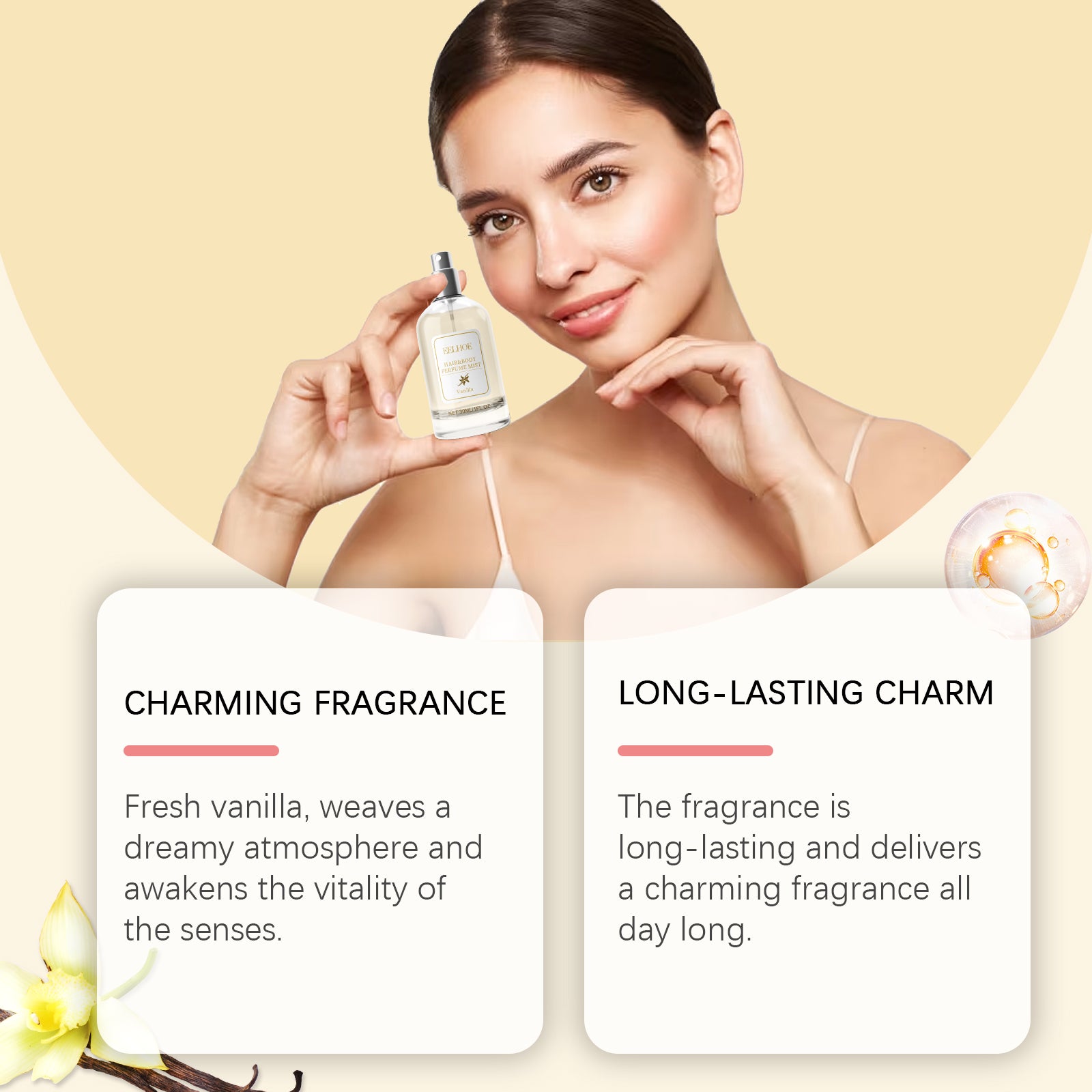 Spray Parfum Vanille Capillaire Femme — Floral, Léger & Longue Tenue