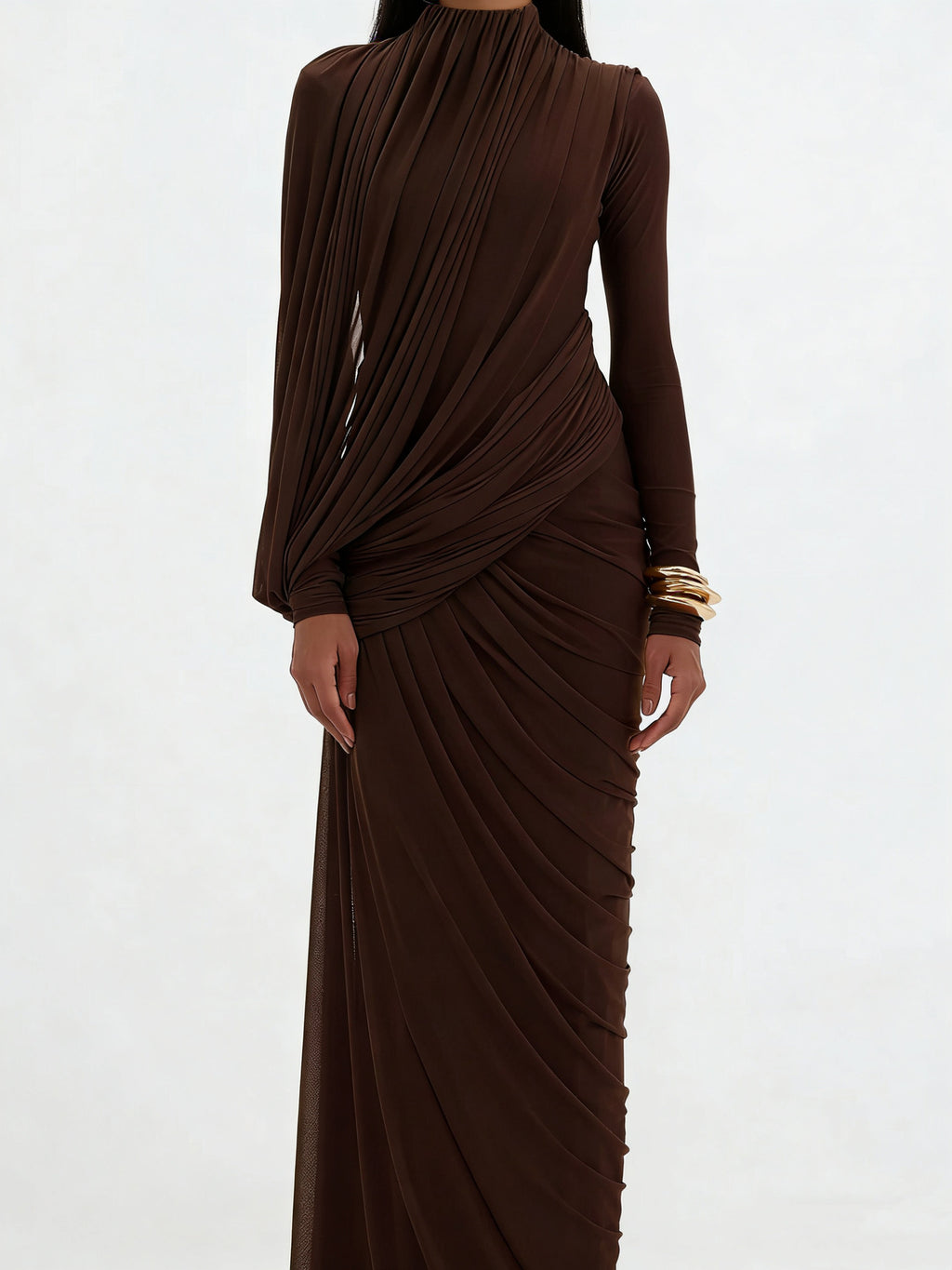Robe Longue Plissée Taille Haute — Élégance Intemporelle