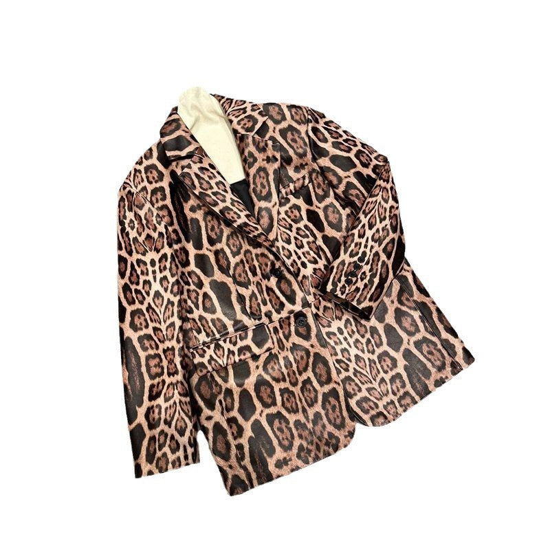 Veste Léopard Cuir Véritable Agneau — Style Impérial Femme