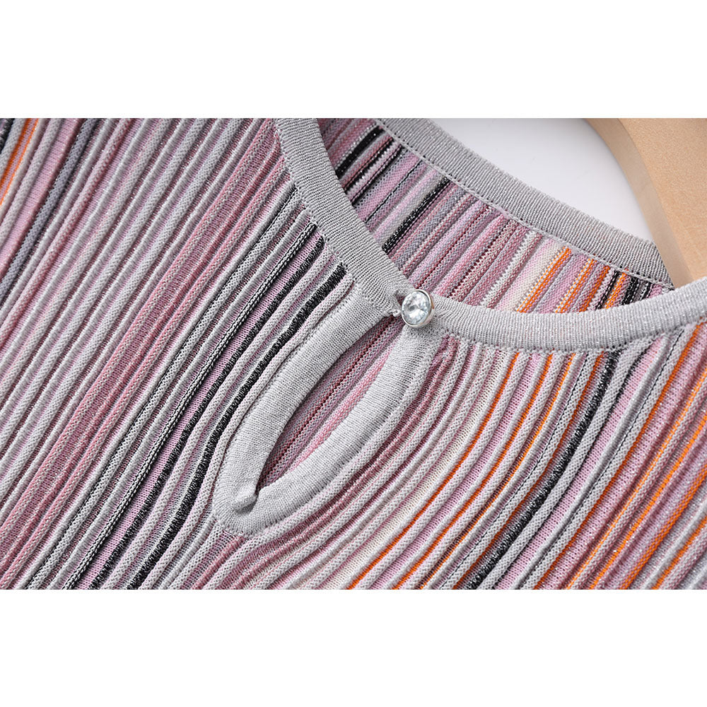 Ensemble Top Bouton & Jupe Élastique Manches Longues — Femme