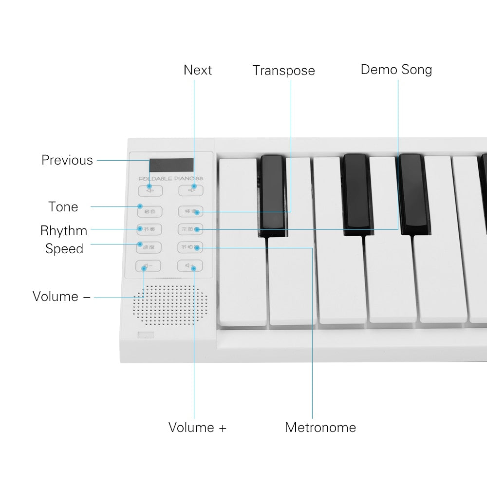 Piano Électronique Pliable MIDIPLUS 88 Touches — Portable 128 Tons