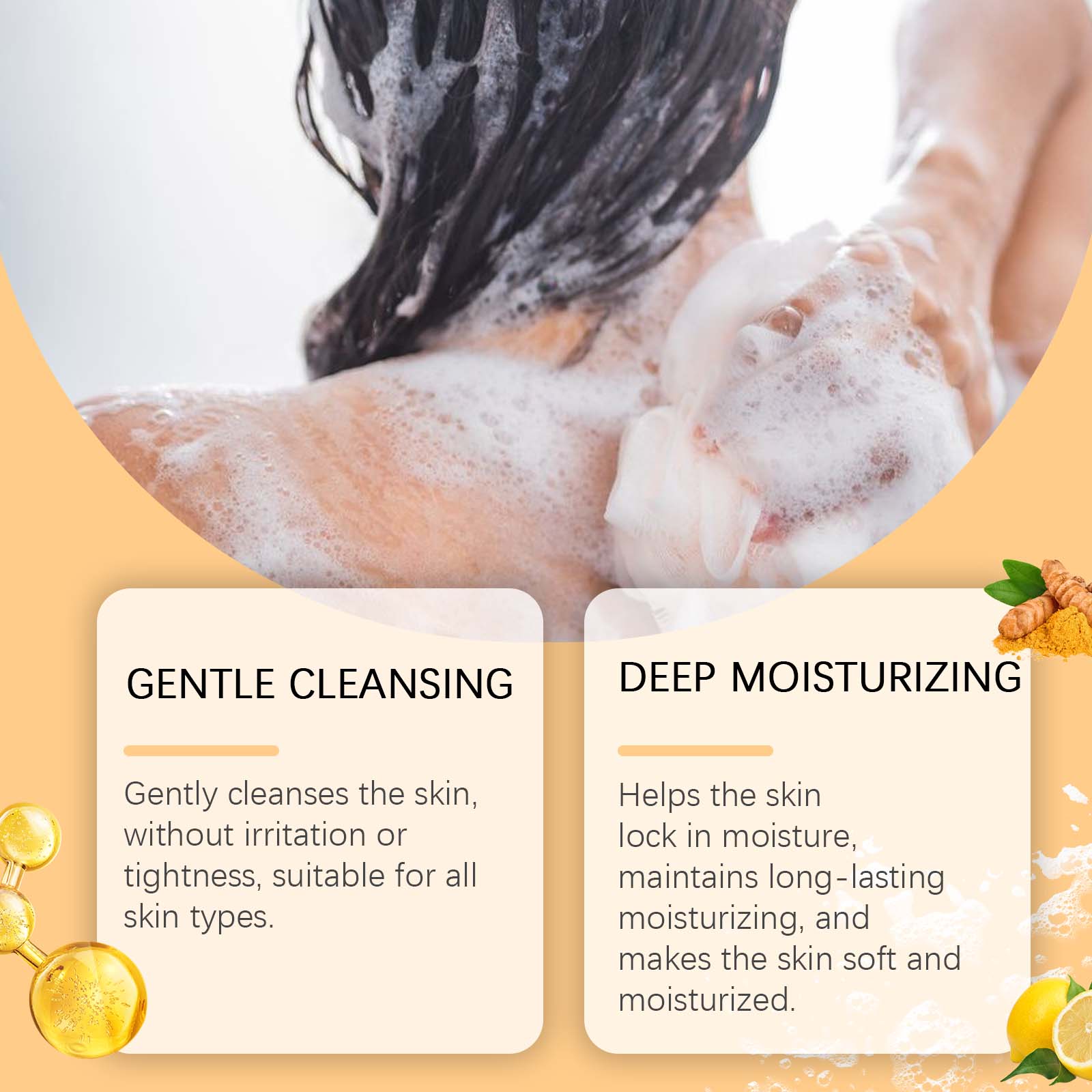 Savon Nettoyant OceAura Citron & Curcuma — Doux, Éclaircissant & Soin Visage Corps