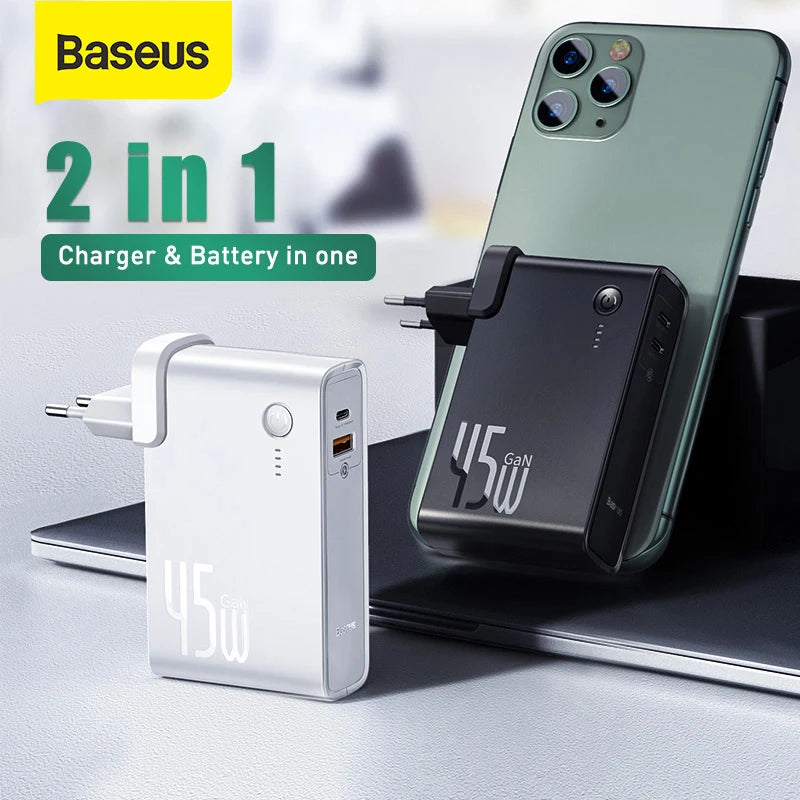 Baseus 2-en-1 — Chargeur & Batterie Portable 10 000mAh 45W