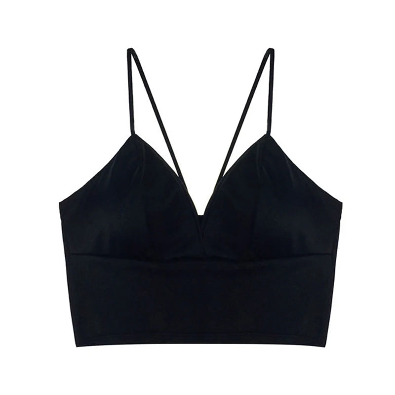 Crop Top Satin Bretelles Bralette Sans Armatures — Femme