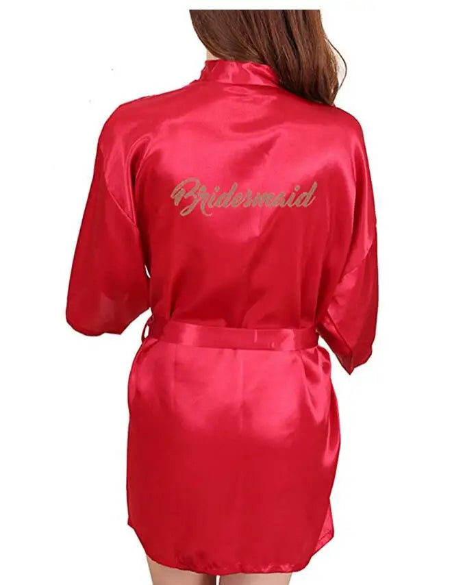 Robe de Chambre Satin Soie Lettre Or Mariée — Kimono Nuit Femme