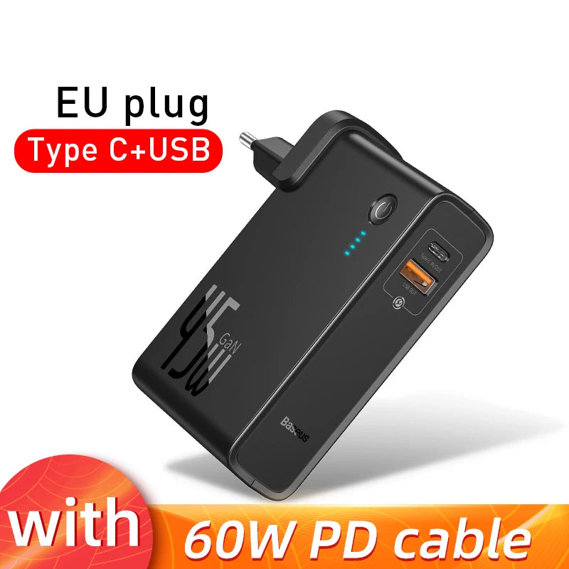 Baseus 2-en-1 — Chargeur & Batterie Portable 10 000mAh 45W