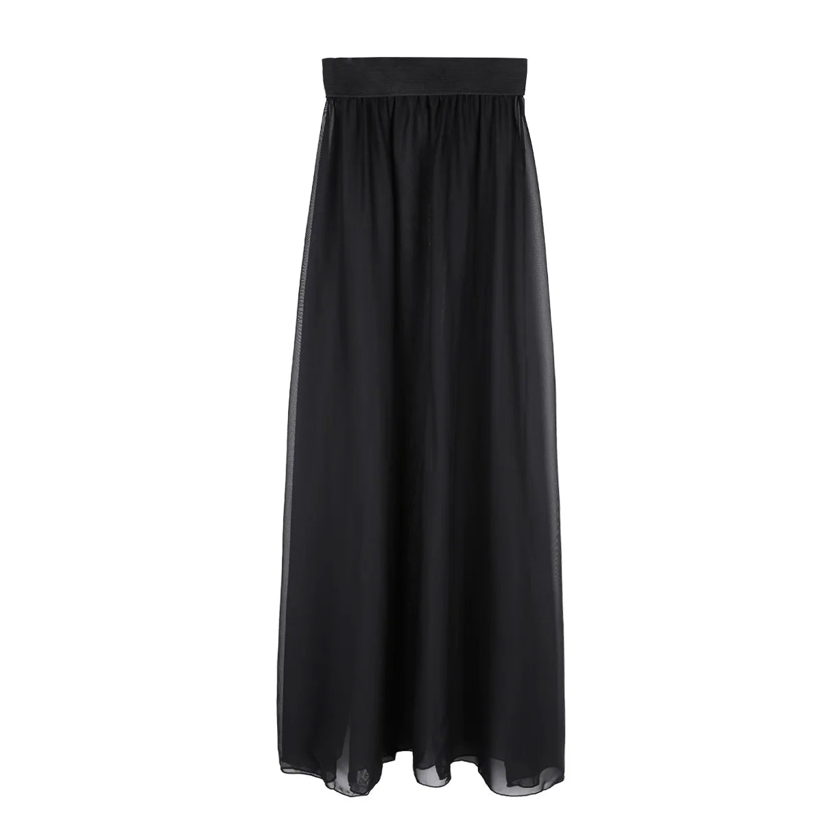 Jupe Longue Mousseline Transparente Fente Haute — Cover Up Femme