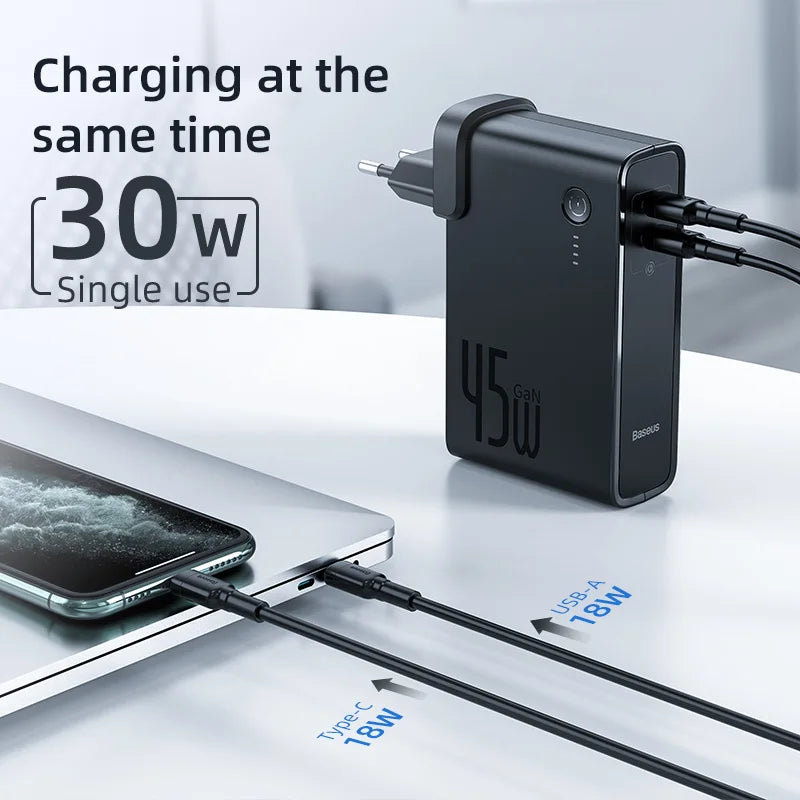Baseus 2-en-1 — Chargeur & Batterie Portable 10 000mAh 45W