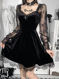 Mini Robe Gothic Lolita Velours Dentelle Col V — Édition Classique