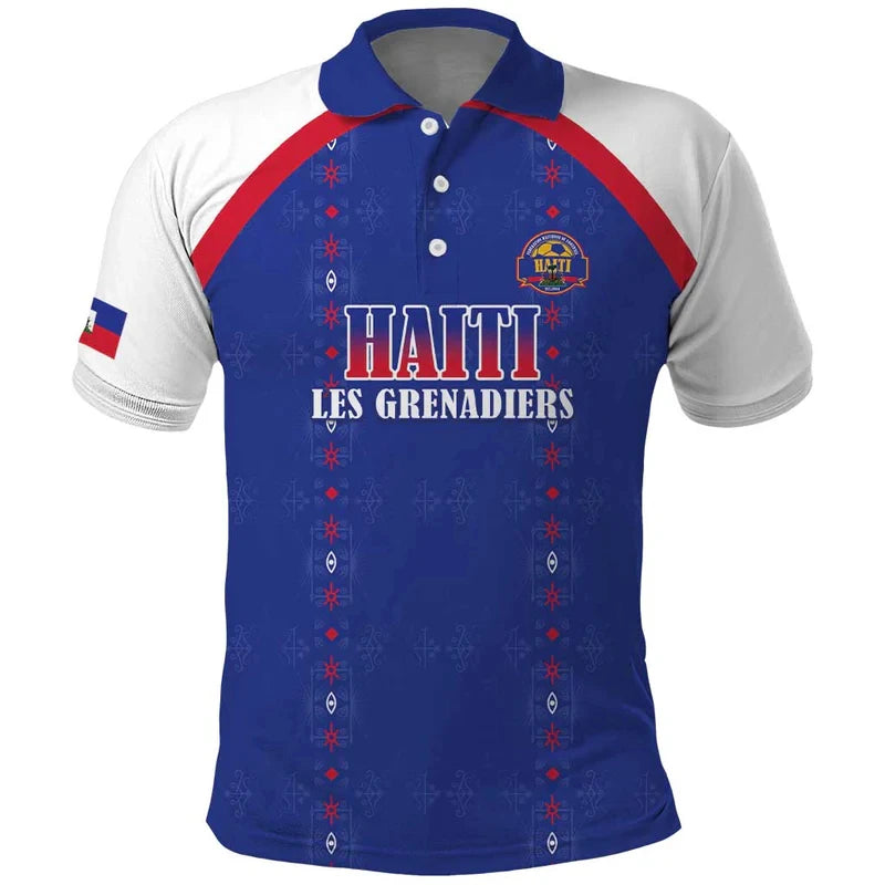 Haiti Flag Color Block Polo Shirt 2026 Summer New Design Men Women Breathable Short Sleeve Haiti Themed T Shirt Quick Drying Tee