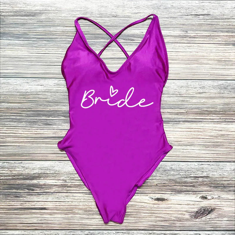 Maillot Une Pièce Team Bride Imprimé Or — EVJF Plage Femme