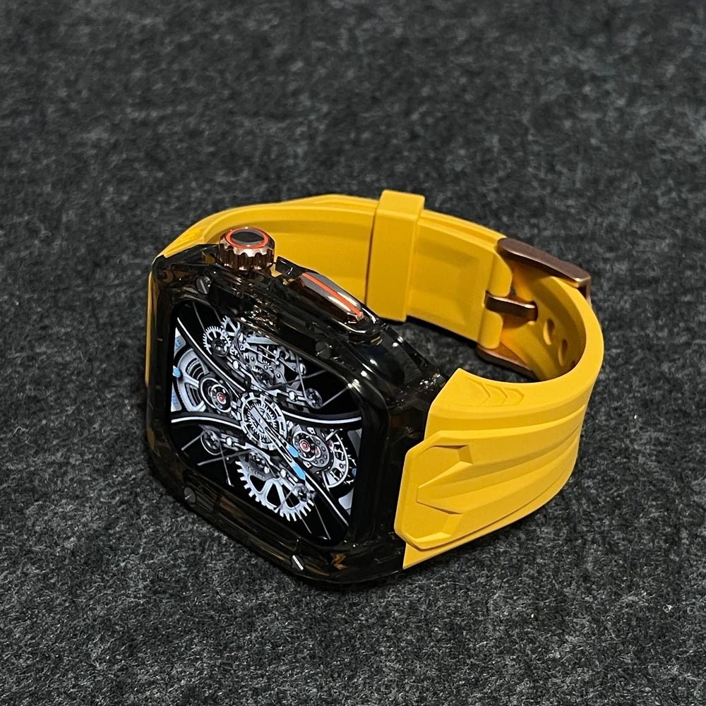 Crystal Modify Case+Watchband for iWatch Series10 46mm 42mm Ultra 2 49mm 45mm RICHARD Mile Style Silicoen Strap Modification Ki