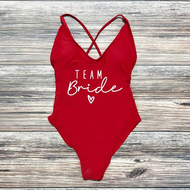 Maillot Une Pièce Team Bride Imprimé Or — EVJF Plage Femme