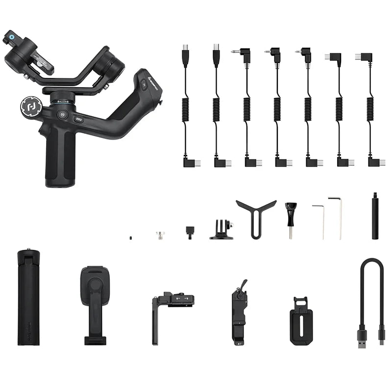 FeiyuTech SCORP Mini 2 for Mirrorless Camera Action Camre Smartphone, 3 Axis Stabilizer for Sony/GoPro/iPhone, AI Tracking