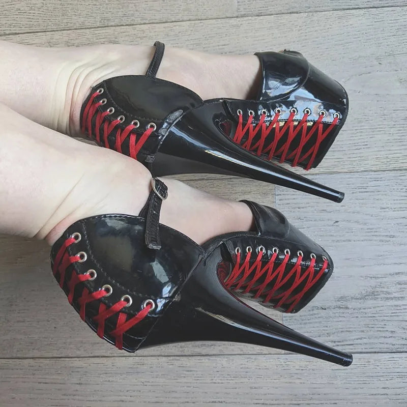 Sandales Plateforme Gothic 15cm Peep Toe Nightclub — Talons Femme
