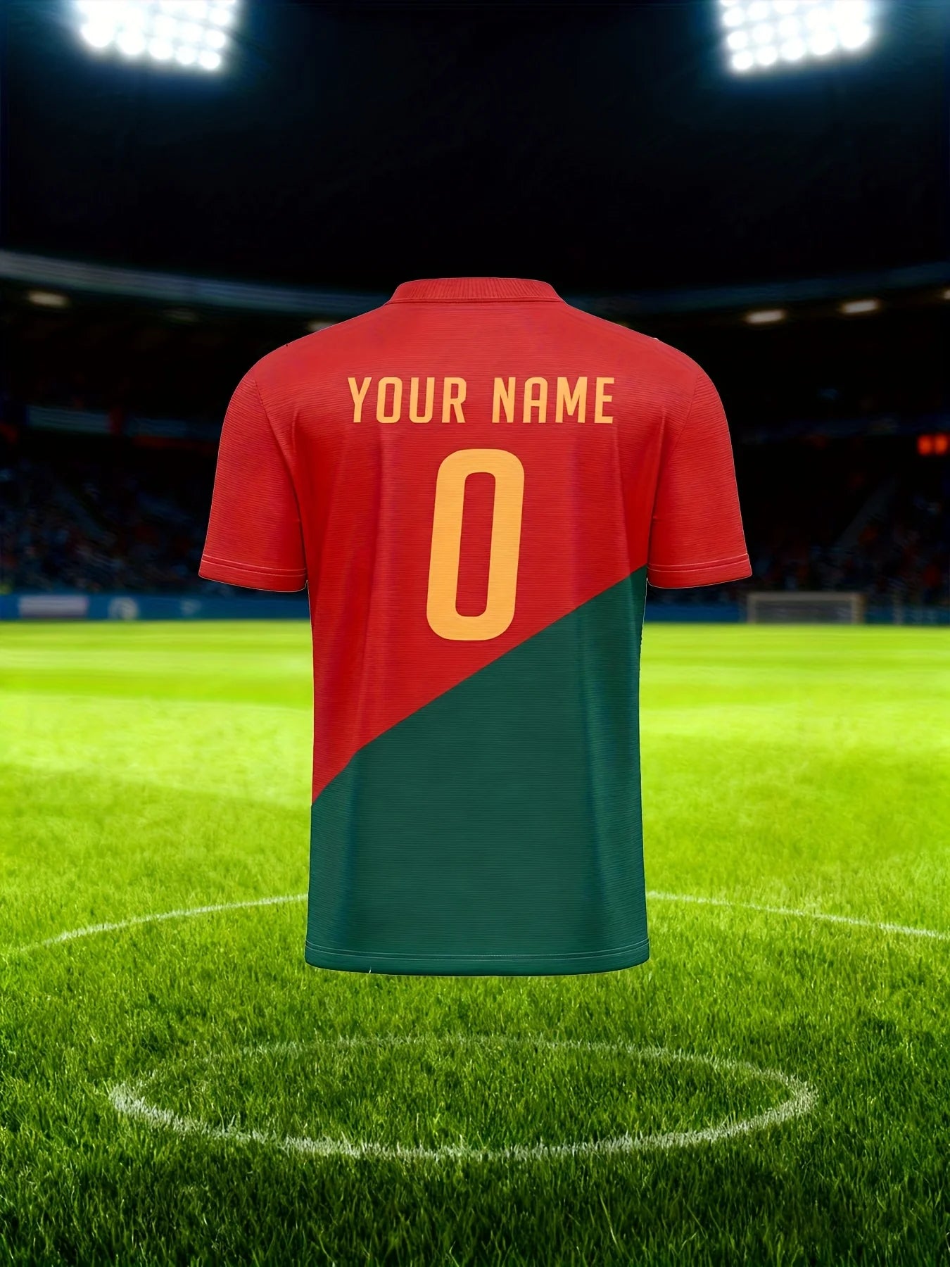 Football Jerseys Featuring a Portugal Theme in Red And Green, Designed for National Style Sportswear. Suitable for Team Matches