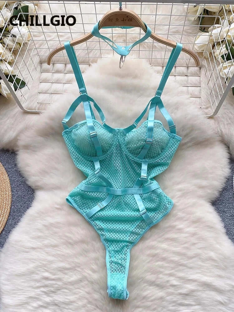 Bodysuit Dentelle Sangles Catsuit Une Pièce — Lingerie Femme