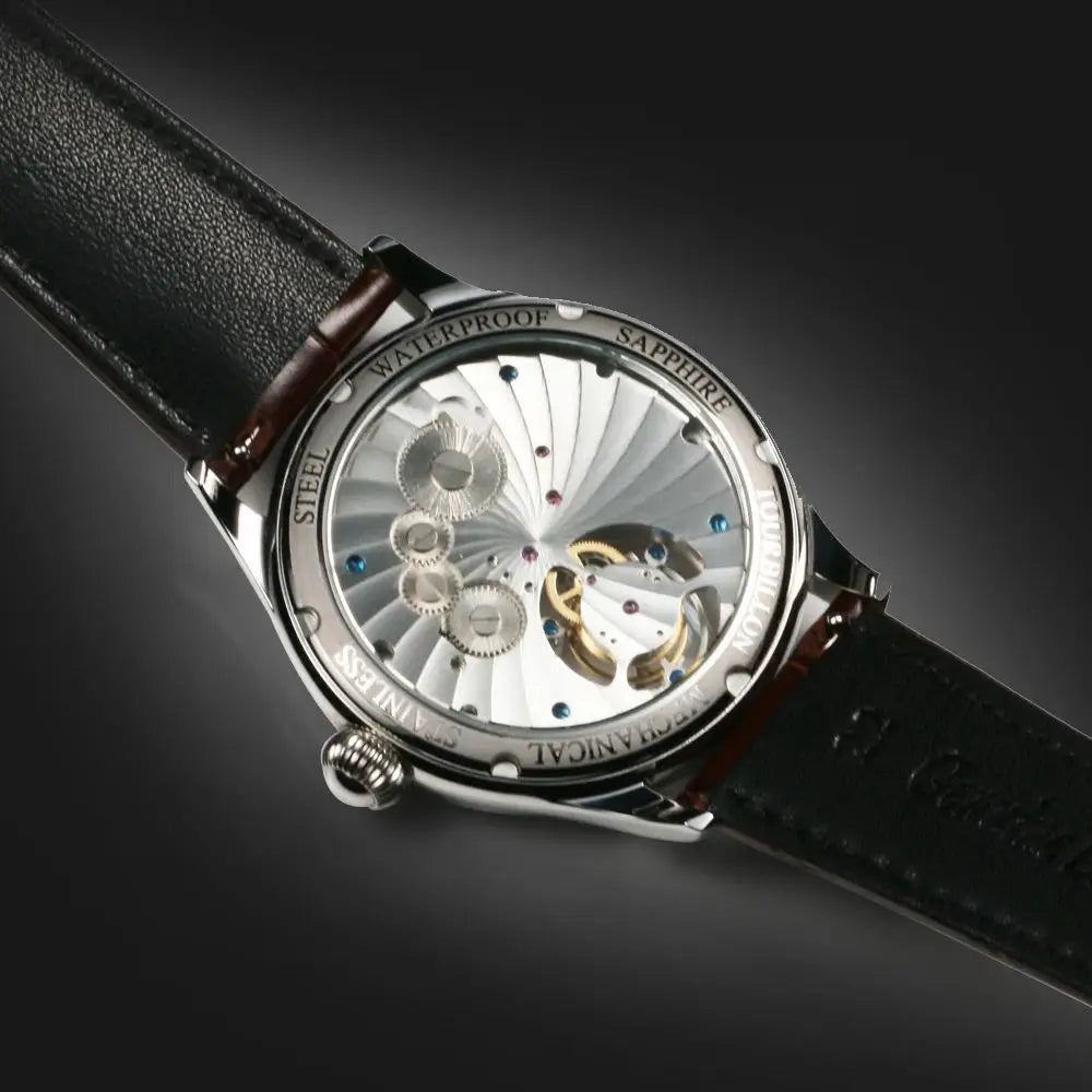 HEMUDU New Original Tourbillon Watch for Men Mechanical Movement Wrist Watches Sapphire Waterproof Mens Roman Scale Dial Classic