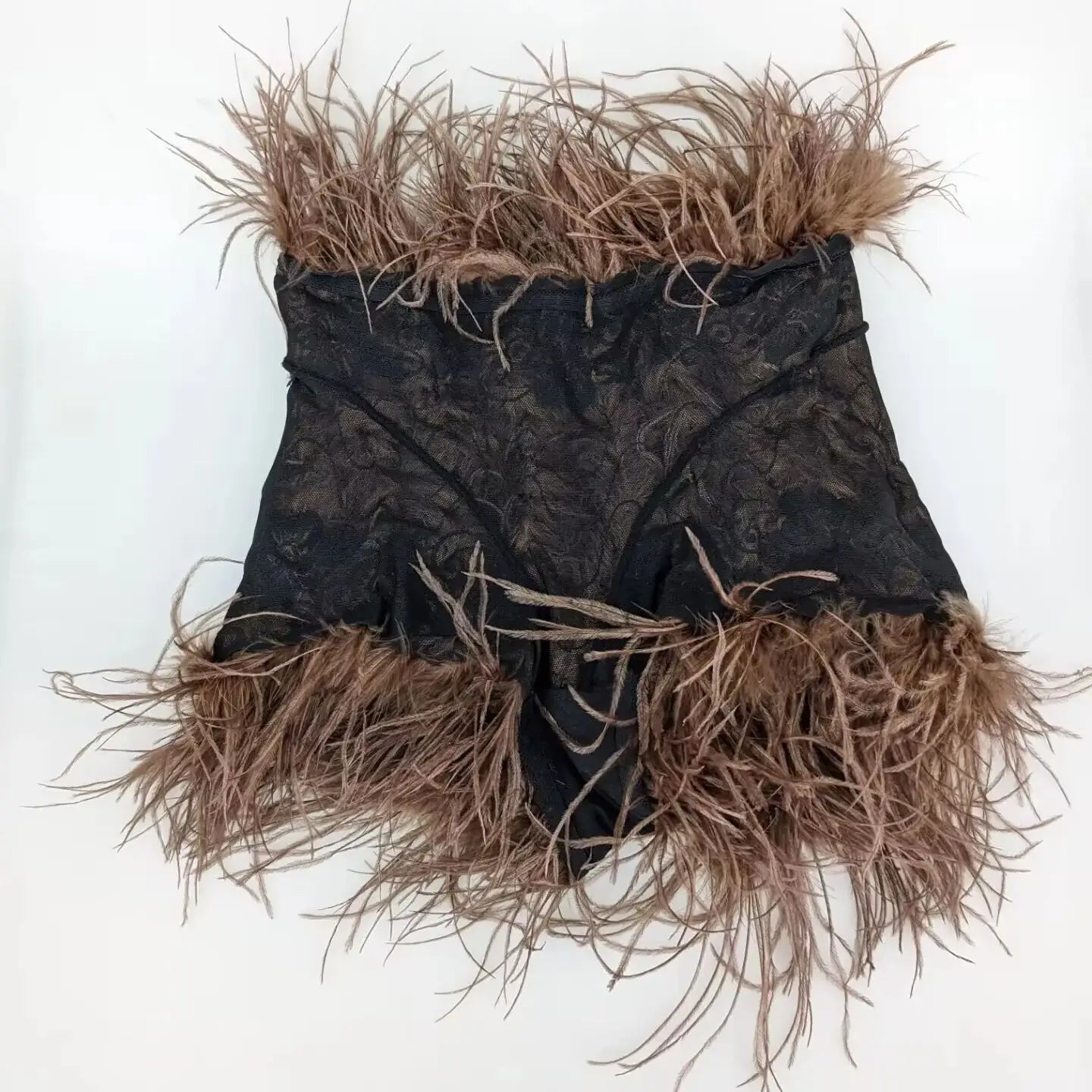 Short Fourrure Autruche Femme — Club Festival Sexy Fluffy
