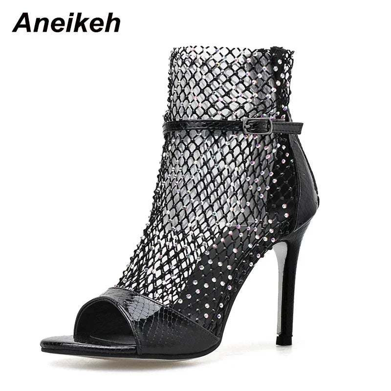 Sandales Glitter Gladiateur Aneikeh — Mesh, Peep Toe, Zipper, Soirée