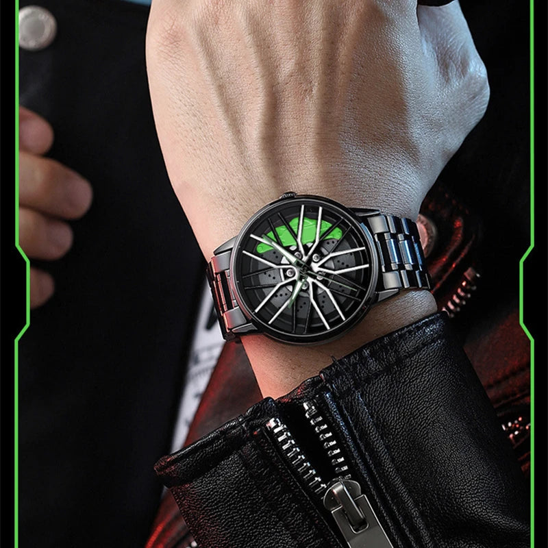 Fashion Spinning Wheel Watch Car Rim Watch Mens Watches Waterproof Quartz Men Sport Watches For Men Clock Mens Relogio Masculino