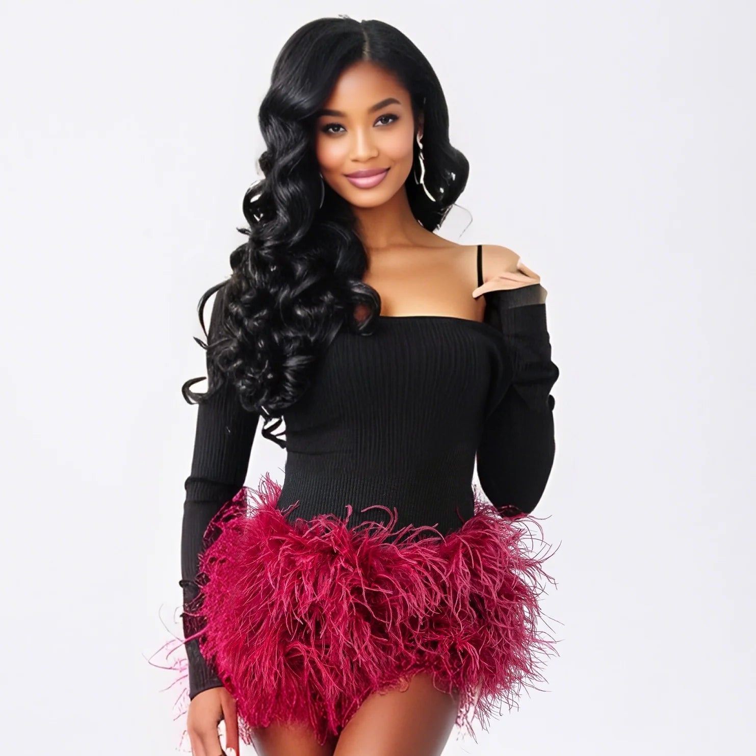 Short Fourrure Autruche Femme — Club Festival Sexy Fluffy