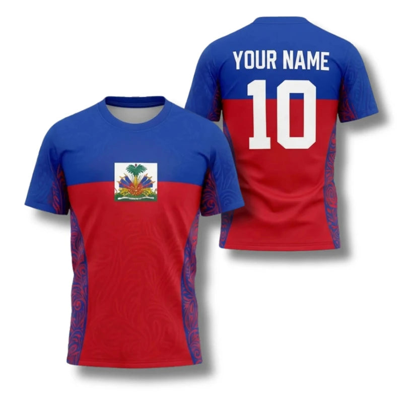 2026 Haiti Football T-shirt For Men Clothes Haitian Flag Logo Print Quick Dry Sport T Shirt Summer Outdoor Custom Name Tee Top