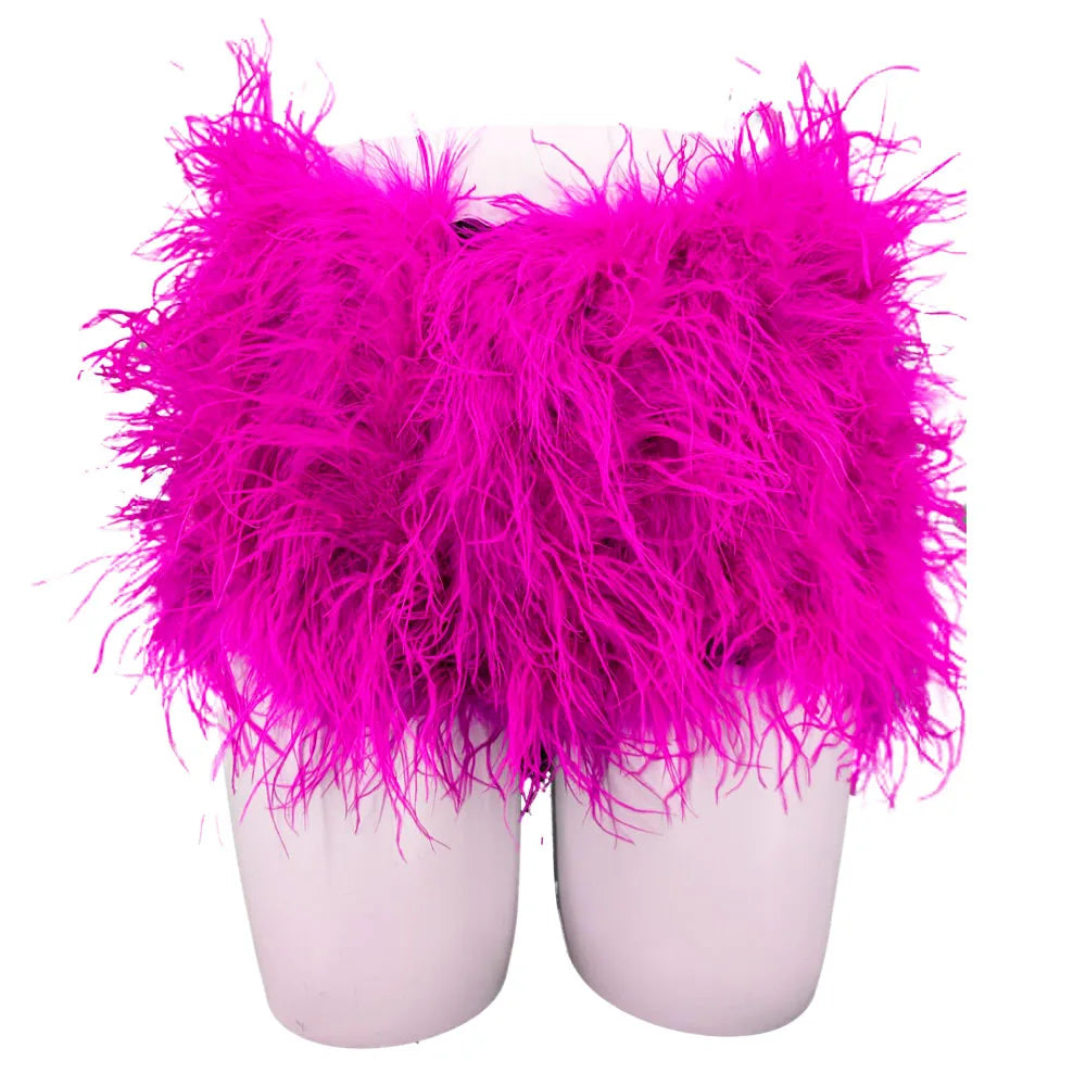 Short Fourrure Autruche Femme — Club Festival Sexy Fluffy