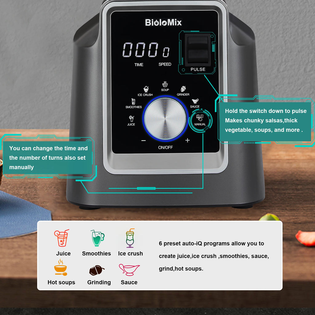 BioloMix Digital BPA FREE 2L Automatic Program Professional Commercial Blender Mixer Juicer Food Processor Ice Smoothies Fruit