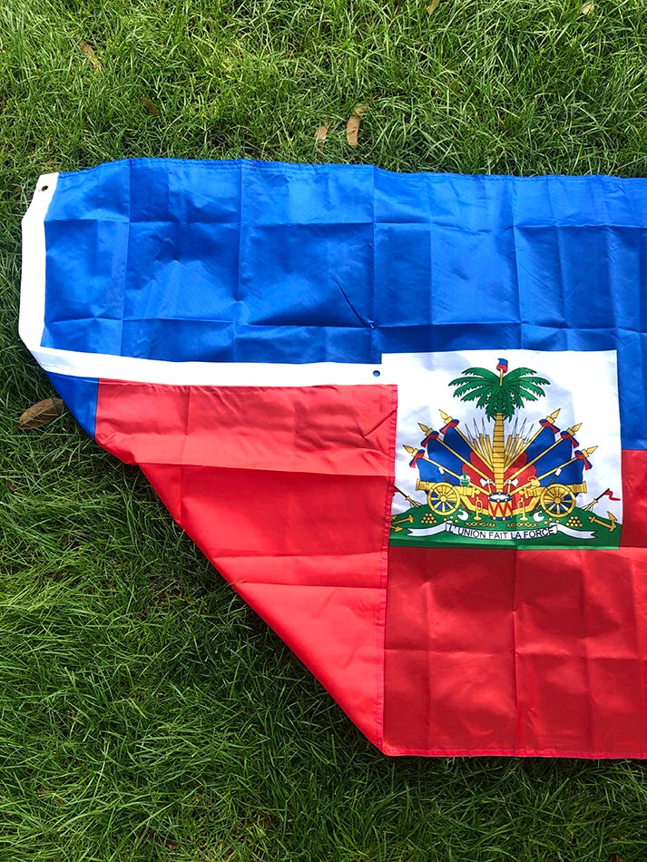 TIKI FLAG Haiti Flag 3x5fts  90x150cm polyester Ayiti Ht Haiti National hanging Flag for decoration