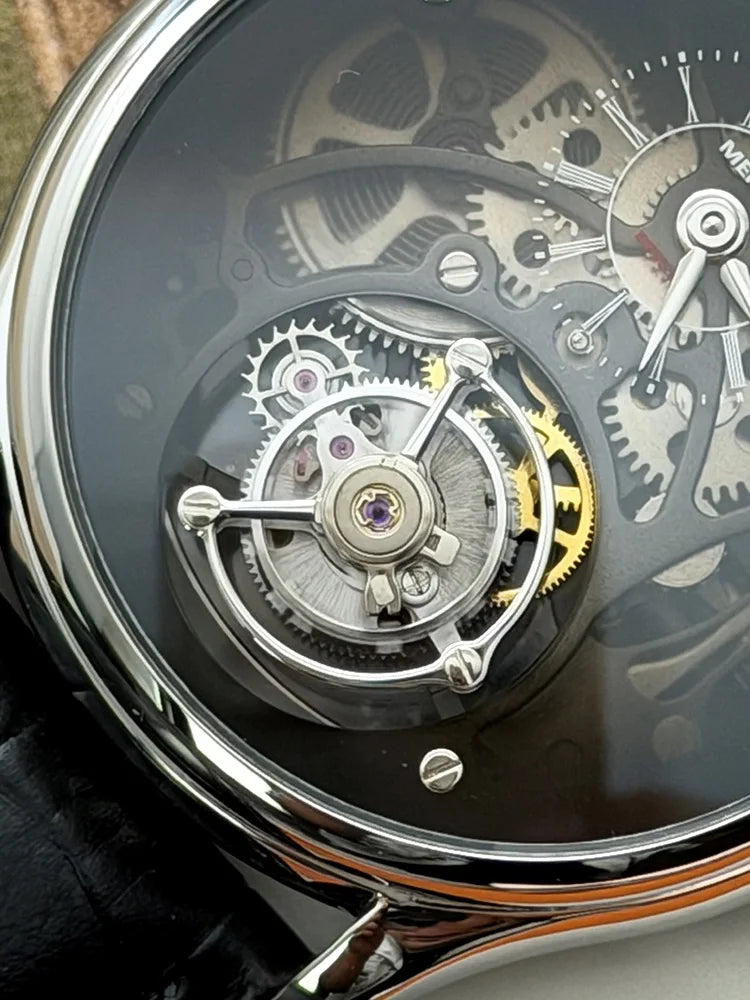 Merkur 100% Tourbillon Watch Transparency Skeleton Men's Sapphire Watch For Men Mechanical Wristwatches Reloj Hombre 42mm