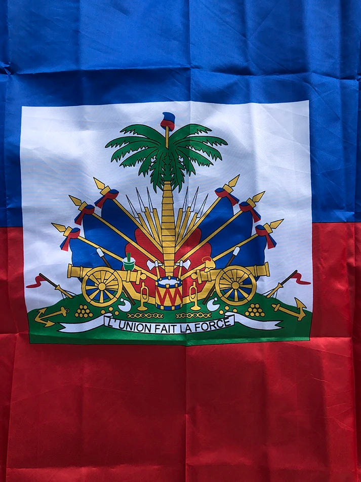 TIKI FLAG Haiti Flag 3x5fts  90x150cm polyester Ayiti Ht Haiti National hanging Flag for decoration