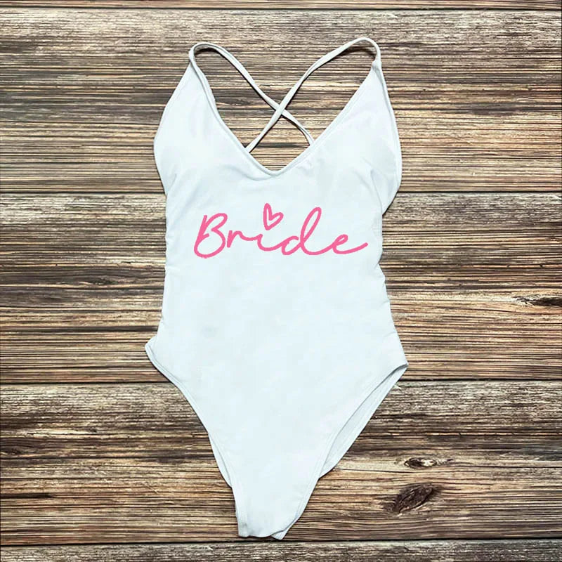 Maillot Une Pièce Team Bride Imprimé Or — EVJF Plage Femme