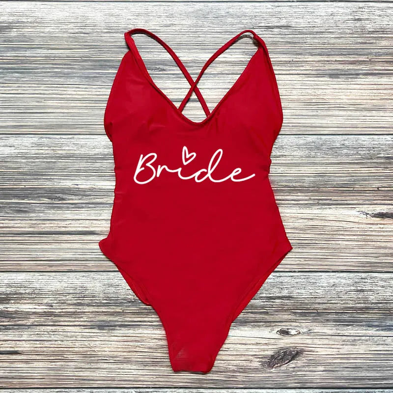 Maillot Une Pièce Team Bride Imprimé Or — EVJF Plage Femme