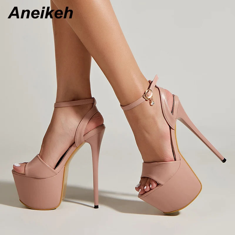 Sandales Cristal Plateforme Aneikeh — Talon Ultra-Fin, Bout Ouvert, Nightclub
