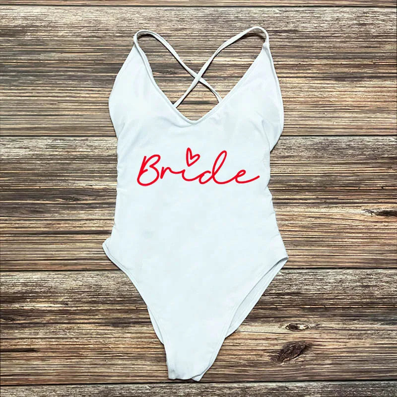 Maillot Une Pièce Team Bride Imprimé Or — EVJF Plage Femme