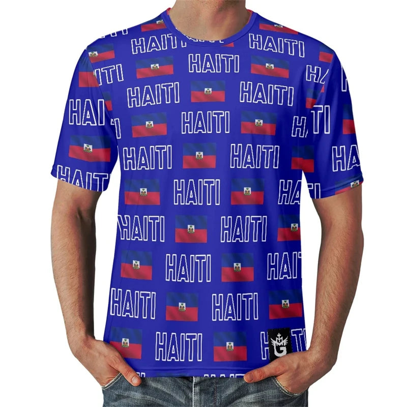 2026 Haiti Football T-shirt For Men Clothes Haitian Flag Logo Print Quick Dry Sport T Shirt Summer Outdoor Custom Name Tee Top