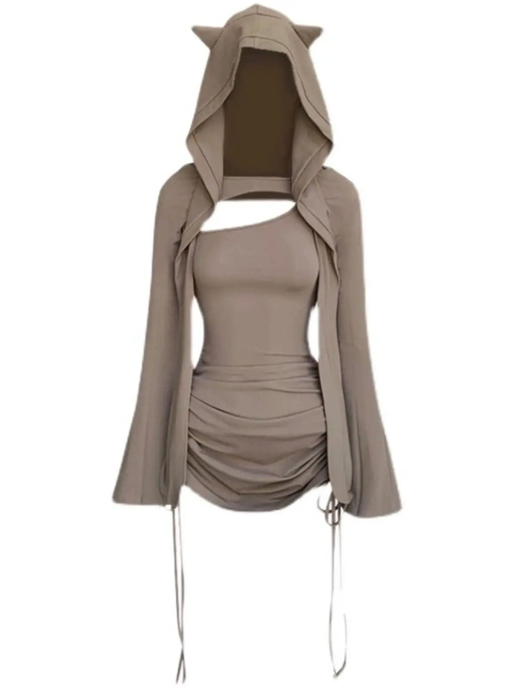 Ensemble Y2K Sexy — Jupe Plissée Capuche, Taille Slim, Streetwear Femme