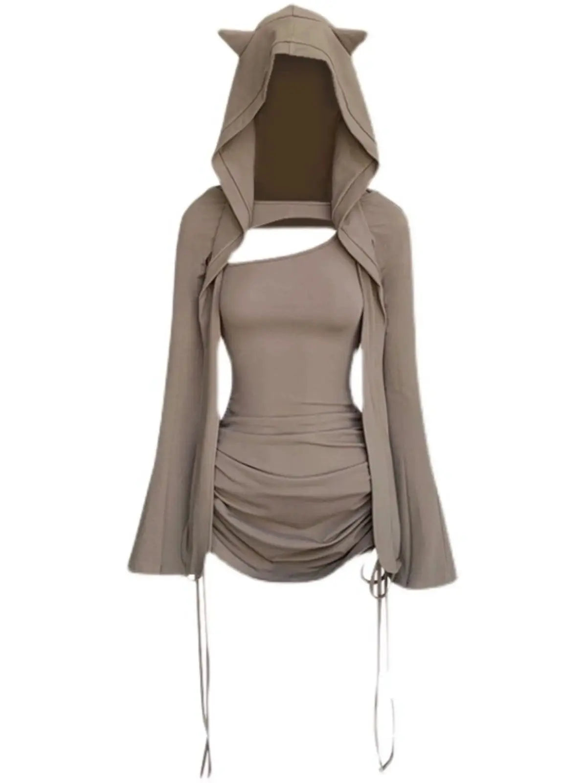 Ensemble Y2K Sexy — Jupe Plissée Capuche, Taille Slim, Streetwear Femme