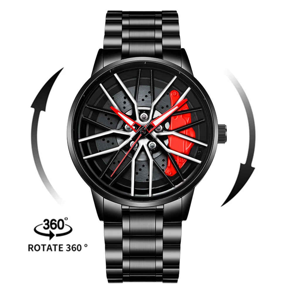 Fashion Spinning Wheel Watch Car Rim Watch Mens Watches Waterproof Quartz Men Sport Watches For Men Clock Mens Relogio Masculino