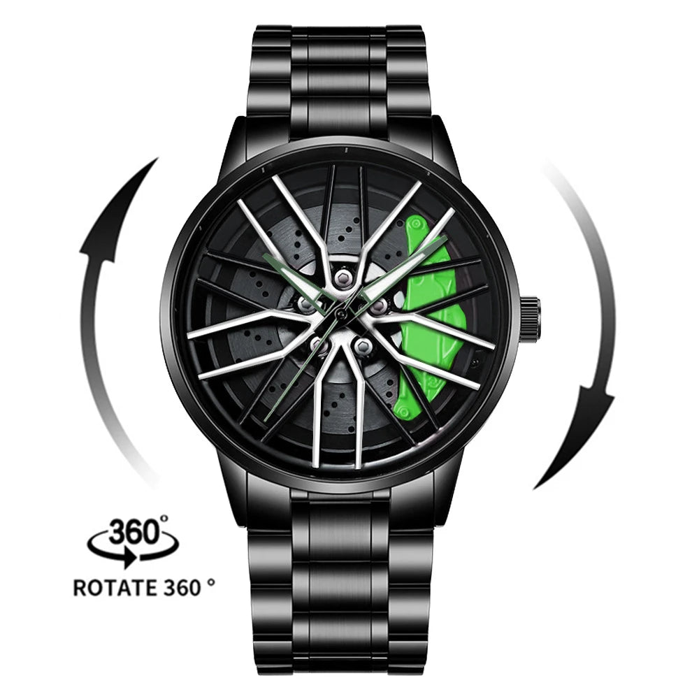 Fashion Spinning Wheel Watch Car Rim Watch Mens Watches Waterproof Quartz Men Sport Watches For Men Clock Mens Relogio Masculino