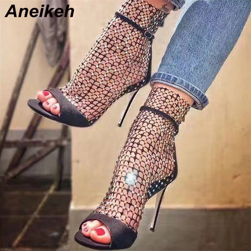 Sandales Glitter Gladiateur Aneikeh — Mesh, Peep Toe, Zipper, Soirée